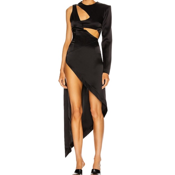 David Koma chic Asymmetrical Black Dress with cut out